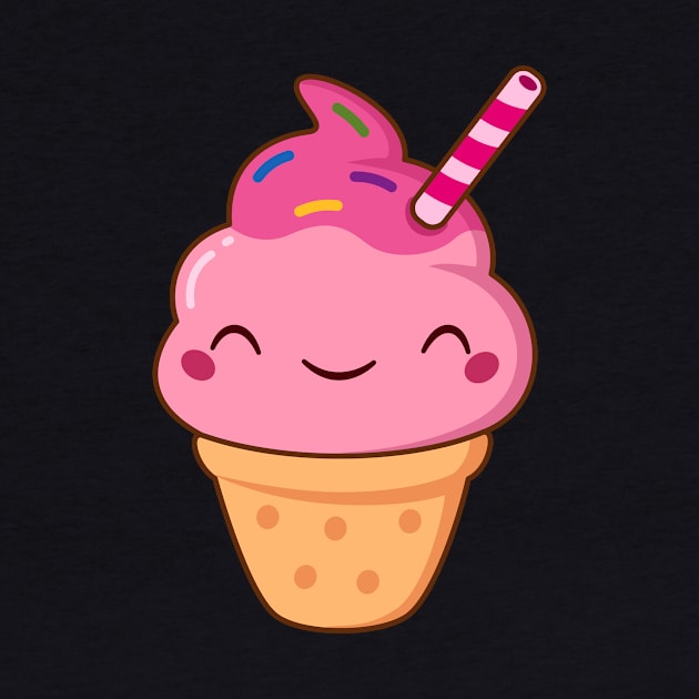 Cute Kawaii Ice Cream Cone by wordsberry